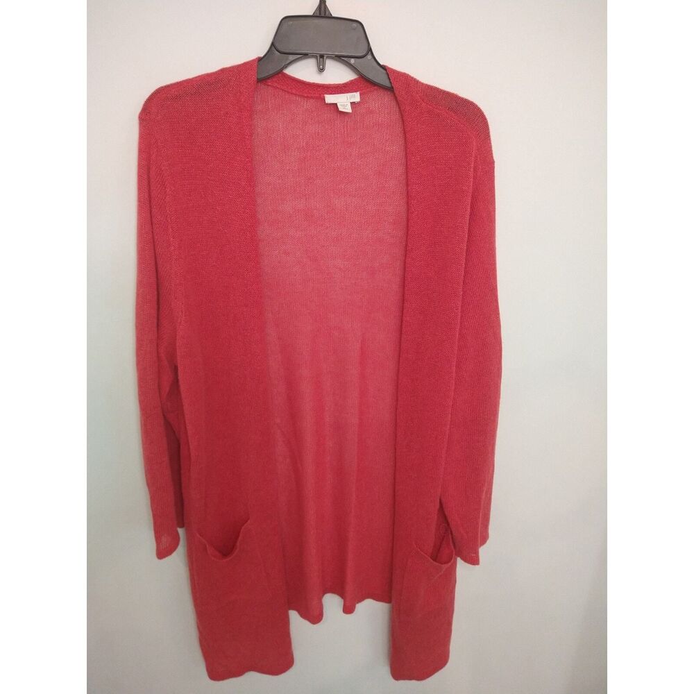 J.Jill  Linen long Sl cardigan Classic  tangerine Xl Petite Beachy Boho
